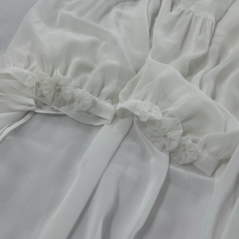 Oscar De La Renta Sheer White Bridal Wrap Size Large 90's Lingerie Robe Boudoir - Picture 13 of 15